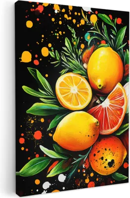 Produktbild von Leinwand Bilder 40x60 cm - Graffiti - Obst, Wandbilder, Wanddeko Wohnzimmer, Bild