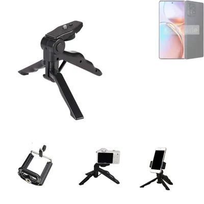 Produktbild von K-S-Trade Stativ Tisch-Ständer Dreibein Handy-Stativ Ständer kompatibel mit Motorola Edge 2023 Mini-Stativ Smartphone Tripod Handy-Stativ aus