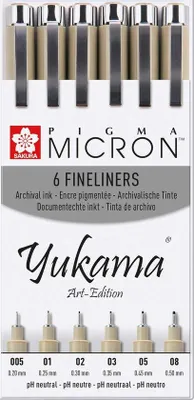 Produktbild von Famanu Fineliner Set 6 Stück - Schwarz, verschiedene Größen