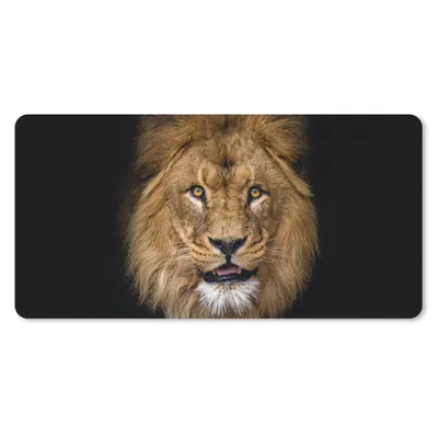 Produktbild von MuchoWow® Mauspad Mousepad Löwe - Porträt - Schwarz - Tiere 60x30 cm - Mousepads - Maus Mat - Pad - Mausunterlage - Nachhaltig