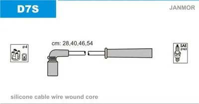 Produktbild von JANMOR D7S Zündkabelsatz Zündleitungssatz für DAEWOO KALOS (KLAS) für CHEVROLET NUBIRA Stufenheck