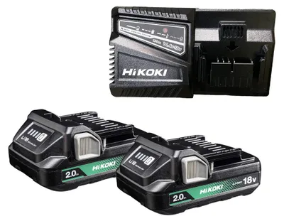 Produktbild von HiKOKI 2 Akkus 18V 2,0 Ah BSL1820M + Ladegerät UC18YSL