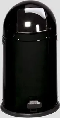 Produktbild von Klassischer Abfallsammler mit Einwurfklappe & Inneneinsatz + Fußpedal | 33 Liter, HxBxT 69x42,5x42,5cm | Verzinkter Stahl | Schwarz