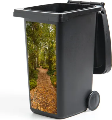 Produktbild von MuchoWow® Mülltonnenaufkleber Wald - Weg - Herbst - Laub 44x98 cm - Containeraufkleber - Aufkleber - Mülltonnen-Aufkleber