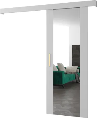 Produktbild von MEBLE KRYSPOL  Schiebetürsystem SALWADOR 2 mit Schienenabdeckung und Spiegel, Einbautüren, 90x204cm, Weiß