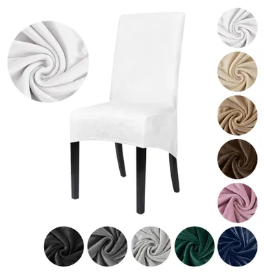 Produktbild von MEBLE ODNOWA, Stuhlbezug für schräge Stühle, Größe XXL, Samtbezug, Weiß, Schonbezug, Elastischer, Samt, Velours, Maschinenwaschbar