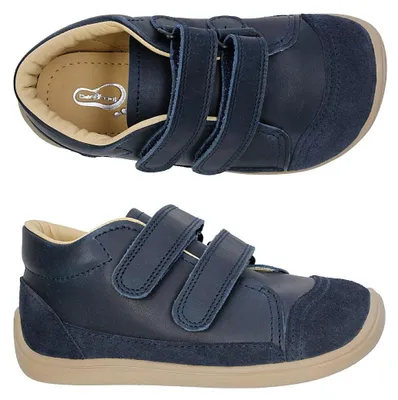 Produktbild von Bar3foot Lederschuhe 2Be38/48, dunkelblau, Klettverschluss, barfuß