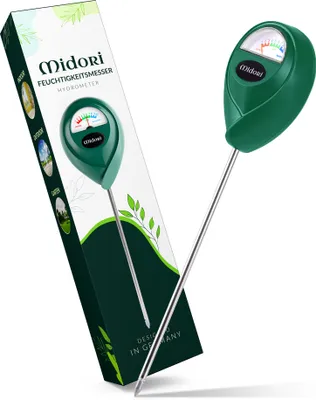 Produktbild von 1 x Midori Boden-Feuchtigkeitsmesser Messgerät Hygrometer Pflanzen Grün 17,5 cm Sonde