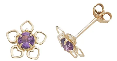 Image de Boucles d'Oreilles Femme Or 375/1000 avec Améthyste - 9mm*9mm; TRS1857