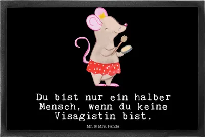Produktbild von Mr. & Mrs. Panda fußmatte Visagistin Herz 40 x 60 cm - Schwarz - Geschenk, Fußabstreifer, Lustig, Spruch, Ausbildung, Fußabtreter, Schmutzfangmatte, Bodenvorleger