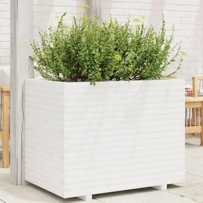Obrázok produktu pre Kvetináč z masívneho smrekového dreva – 90 x 60 x 72 cm – Biely – Odolný voči poveternostným vplyvom, vhodný na použitie v interiéri aj exteriéri