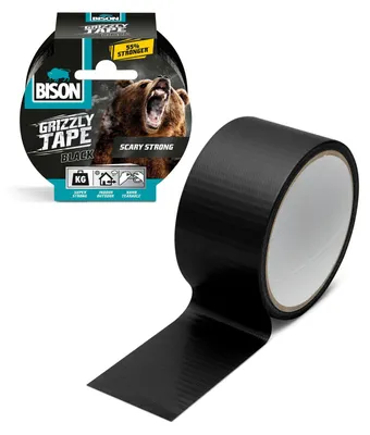 Zdjęcie produktu dla Bison - Grizzly Duct Tape - Super mocna - Wzmocniony materiał - Czarna - 10 metrów - Wodoodporna/odporna na warunki atmosferyczne