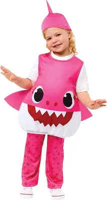 Baby Shark Kostüm kleiner Hai für Kinder Gr. 92-104 rosa Tier Lizenz-Kostüm Tierkostüm Meeresbewohner Raubtier Fasching Karneval Mottoparty Kinderfasching