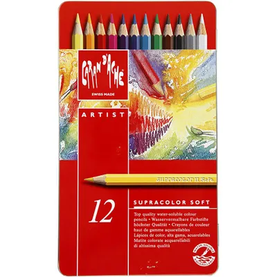 Image de CARAN D'ACHE 3888312 CARAN D'ACHE Crayons de couleur SUPRACOLOR, étui métallique de 12 pièces