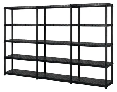 Produktbild von Regal mit 5 Ablagen, Küchenregal, Standregal, Schwarz 255x40x185 cm Kunststoff