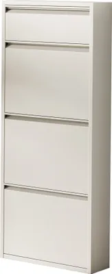 Produktbild von Schuhkipper 'Sokndal' mit 4 Klappen Metall 118 x 50 x 15 cm Pfefferweiß