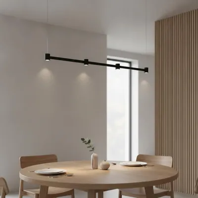 Productafbeelding van Design hanglamp Puize 4-lichts zwart, AI-gegenereerde afbeelding