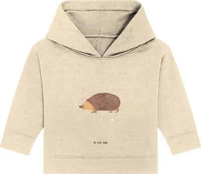 Produktbild von Mr. & Mrs. Panda Organic Baby Hoodie Igel Herzen 24. - 36. Monat - Natural Raw - Geschenk, Herz, Leben, Kuss, Kapuzensweatshirt, Liebe, Lustige Sprüche, Kapuzenshirt