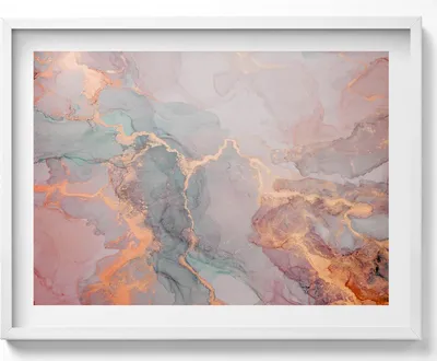 Produktbild von Marmor mit Gold– Wandbild mit Rahmen – Gerahmtes Bild  – Wanddekoration – 80x60 cm –  Weiß Rahmen