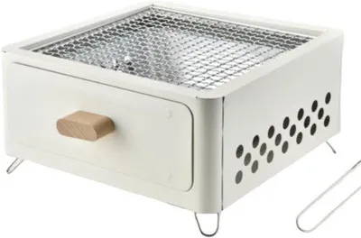 Immagine prodotto di Set per barbecue - Griglia a carbone robusta, ideale come tavolo da barbecue, perfetta per campeggio e feste in giardino (colore: bianco)