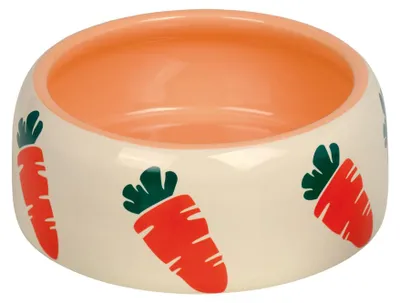 Produktbild von Nobby Keramik Futtertrog Carrot 500ml, Kaninchen, Haustier-Fütterungsschale, Keramik, Beige, Orange, Abbildung, 0,5 l
