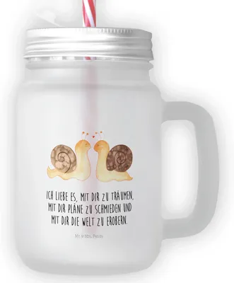 Produktbild von Mr. & Mrs. Panda Glas Schnecken Liebe - Transparent - Geschenk, Vintage Trinkglas, mit deckel, Jahrestag, Zukunft, Cocktailglas, Freundin, dessertglas, Ehe, Pärchen