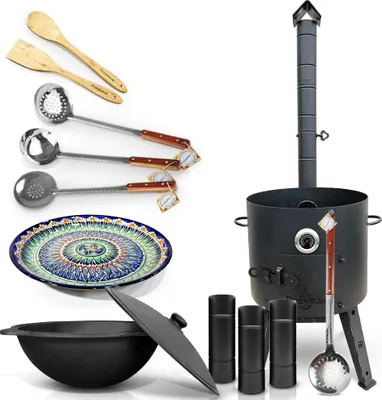Produktbild von Utschak Uchag Feuerofen Ø 44 cm 2 mm mit Usbekische Kazan 16 L Казан Lagan Учаг
