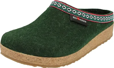 Produktbild von Haflinger Damen Hausschuh Herren Pantoffel Schurwolle Grizzly Franzl 711001, Größe:40 EU, Farbe:Grün