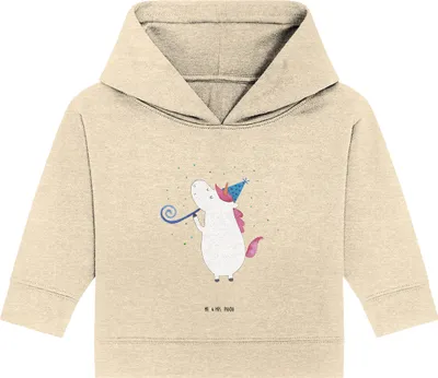 Produktbild von Mr. & Mrs. Panda Organic Baby Hoodie Einhorn Party 12. - 18. Monat - Natural Raw - Geschenk, Disco, Kapuzensweatshirt, Einhörner, Unicorn, Club, Kapuzenshirt, Geburtstag