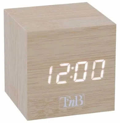 Produktbild von T'nB - Digitaler Wecker mit 3 programmierbaren Alarmen, Touch- oder Sprachaktivierung, Anzeige von Uhrzeit, Datum, Temperatur, einstellbare Helligkeit, Holzfarbe