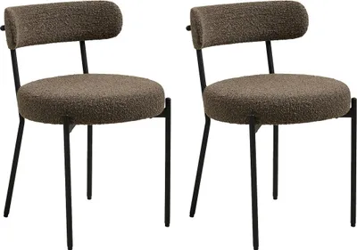 Image de Lisa Design Ivanec - lot de 2 chaises - en tissu bouclette , Marron