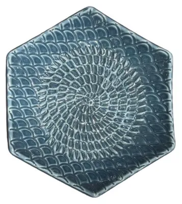 Produktbild von Kaladia Keramik Reibeteller Hexagon - Graphit - ideal zum Zerkleinern von Zutaten - 12x3 cm - handgemacht & handbemalt