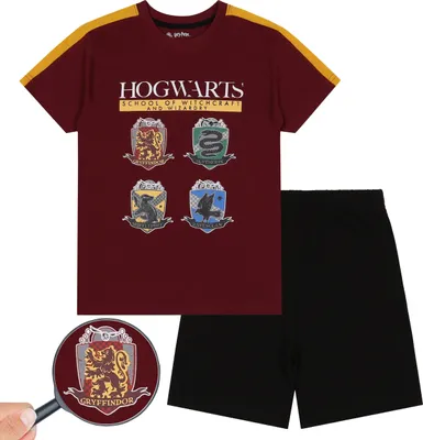 Produktbild von Harry Potter Schlafanzug für Jungen mit kurzer Hose, burgunderroter und schwarzer Sommerpyjama 6 Jahre