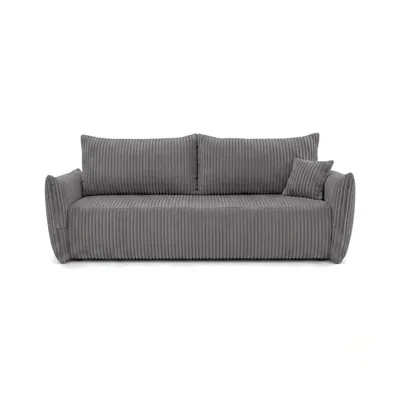 Produktbild von Sofa MELIO mit Schlaffunktion und Bettkasten – modernes Schlafsofa aus Cord für Wohnzimmer und Gästezimmer, bequemes 3-Sitzer Bettsofa Dunkelgrau Grau