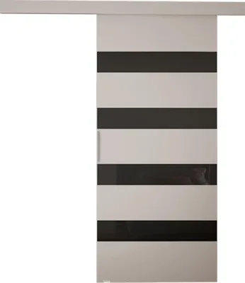 Produktbild von MIRJAN24 Schwebetür Rubi V, Stilvoll Zimmertür, Praktisch Wohnzimmer Tür vom Hersteller (Farbe: Cashmere / Schwarz Lacobel)