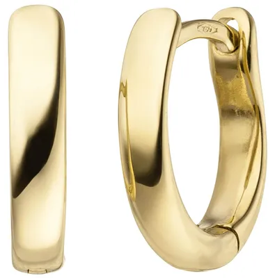 Produktbild von Paar Ohrringe Creolen 13x2,8mm aus 750 Gold Gelbgold Klappcreolen oval