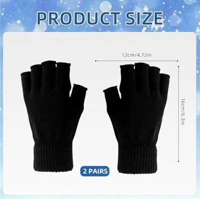 Produktbild von Fingerlose Handschuhe für Herren und Damen, Halbfingerhandschuhe, Strickhandschuhe ohne Finger, Warme Halbfingerhandschuhe für kaltes Wetter, Autofahren, Radfahren und Sport