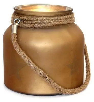 Immagine prodotto di Lanterna in vetro dorato, base di diametro 16 cm, altezza 15,5 cm, realizzata a mano