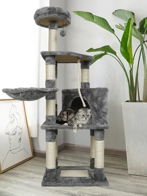 Produktbild von JEOBEST® Katzenbaum Katzenkratzbaum, Katzenhaus für Katzen Kletterbaum Katzenbaum 135cm