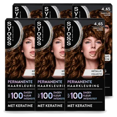 Produktbild von 6 x SYOSS Permanent Coloration 4-65 - Schokoladenkupfer - Permanente Haarfarbe - Vorteilspackung - 6 Stücke