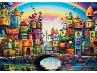 Productafbeelding van Yazz Puzzel Regenboogstad - kleurrijke puzzel, 1000 stukjes