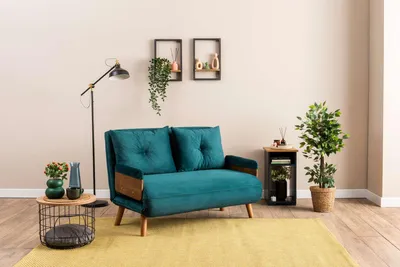 Produktbild von Hanah Home, Cosmo 2-Seater - Petrol Green, 2-Sitzer-Schlafsofa, Petrolgrün, 100% POLYESTER, 78 x 120 x 82 cm