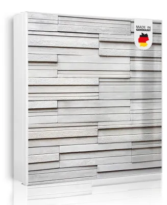 Produktbild von banjado Schlüsselkasten aus Metall, 30x30cm groß mit 32 Haken, als Magnettafel nutzbar, Korpus weiß, Anschlag rechts, Relief [SKGW1 11516]