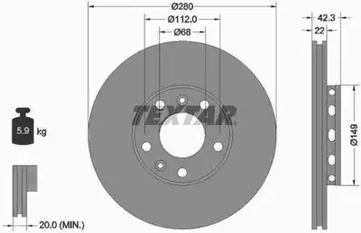Produktbild von TEXTAR Bremsscheibe Artikel: 92152200