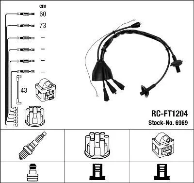 Produktbild von NGK 6969 Zündkabelsatz Zündleitungssatz für FIAT 500 Limousine 126 (126)