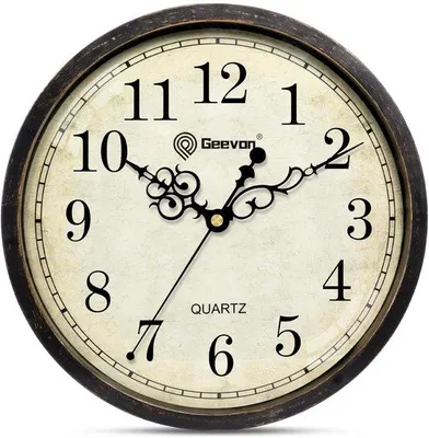 Image de Horloge ronde vintage à quartz, silencieuse, à piles, pour le salon, la chambre à coucher ou le bureau, 25 cm