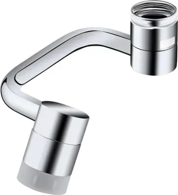 Produktbild von 1080° drehbarer Wasserhahn-Verlängerungssatz aus Metall, U-förmig, mechanischer Universalarm, Doppelmodell, spritzwassergeschützter Filter, für Badezimmer
