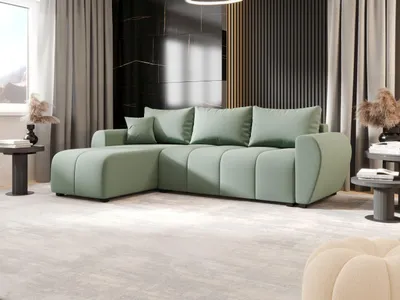 Produktbild von BEDANTE ECKSOFA MOLISA L Cosmic 16 Links Hellgrün mit Schlaffunktion L-Form Sofa mit Stauraum Bettkasten Wohnzimmersofa Couch Sofa Bettsofa Bettkasten Bettcouch