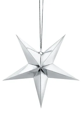 Produktbild von Deko-Stern zum Aufhängen Silber Pappe 30 cm schick für Weihnachten -