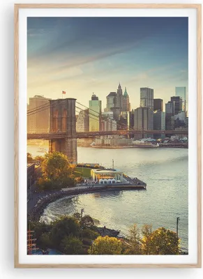 Produktbild von Gerahmtes Poster - Rahmen in heller Eiche - New York Brücke - 70x100 cm - Wand Bild - Wanddeko - Wandbilder - Wandposter - Bilderrahmen - Bilder - Kunstdruck - Wandbild - P2NPA70x100-4047